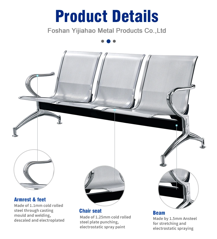 Manufacturer of Airport Hospital Waiting Room Chair Office Chairs Metal Seating Bench Public Furniture Garden Chair Outdoor Chair Steel Waiting Chair