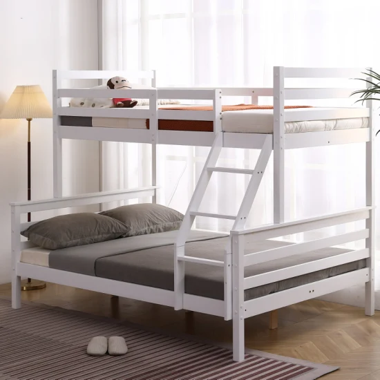 Literas de madera maciza para adultos y niños, doble sobre cama alta completa
