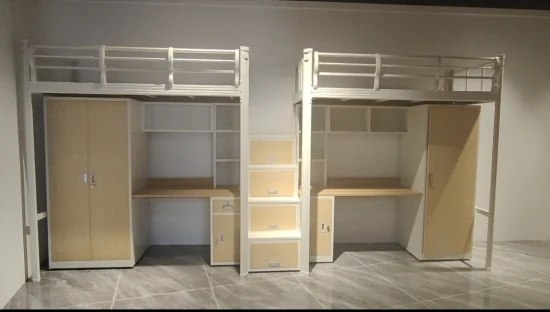 Muebles de apartamento Cama doble Estructura de metal de madera de acero Litera de loft para adultos