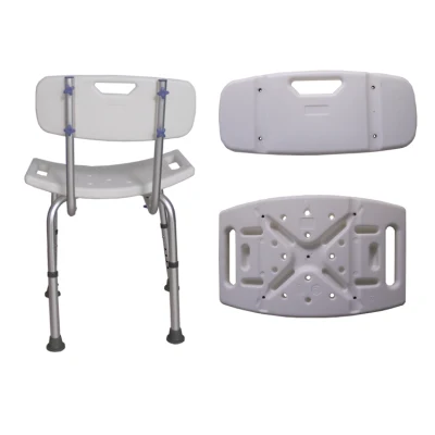 Asiento de ducha ajustable médico de aluminio, banco de silla, taburete de baño plegable