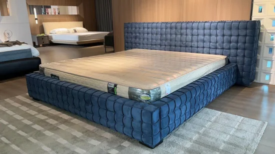 Muebles de dormitorio modernos de estilo italiano, camas de Metal, nuevo diseño, silla de montar, cama tapizada de cuero, cama King Size minimalista