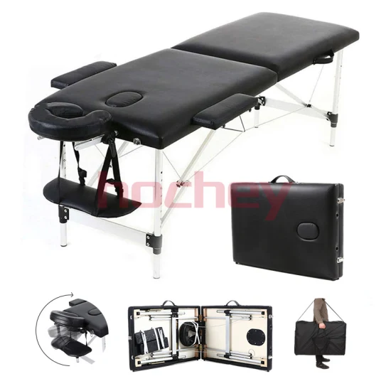Mesas y camas de masaje portátiles plegables médicas Hochey, mesa de masaje desmontable ajustable en altura negra para SPA