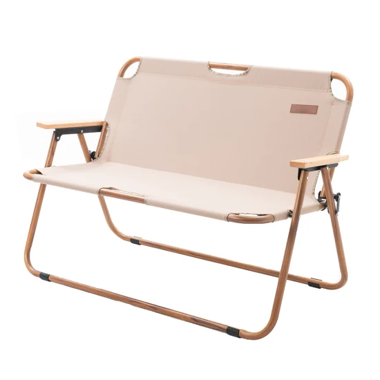 Silla plegable doble de grano de madera de aleación de aluminio, silla plegable portátil para exteriores, silla plegable de ocio para acampar, Picnic, silla de playa doble