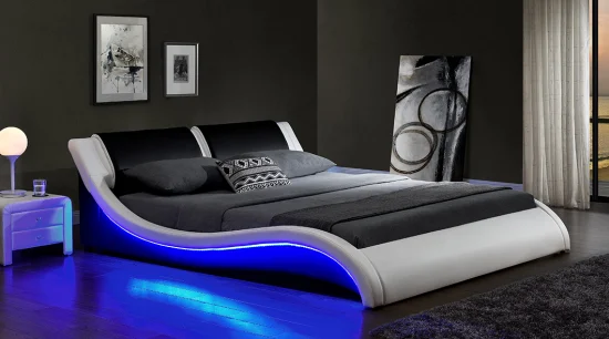 Willsoon 1178-1 Cama LED moderna Cama doble / King Size con camas tapizadas en forma de S Muebles Personalización básica
